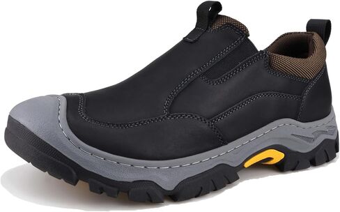 Men's Leather Slip On Waterproof Work Walking Outdoor Hiking Loafers Comfortable Casual Shoes in Saudi Arabia