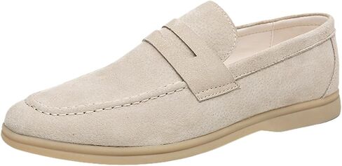 Men's Retro Business Formal Leather Penny Loafers Slip on Flat Lightweight Driving Boat Shoes in Saudi Arabia
