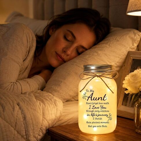 Auntie Gifts for Women, Best Auntie Gifts, Gift for Aunts from Niece, Aunt Gift from Niece, Birthday Christmas Mason Jar Night Light 16Oz in Saudi Arabia