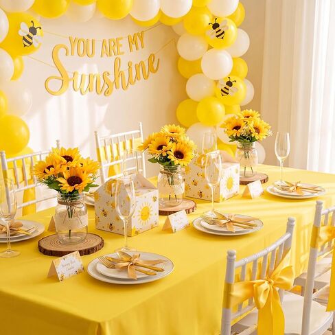 Honeydak 6 Sets Wedding Sunflower Mason Jar Table Centerpieces, 6 Pack Wooden Slices, Mason Jar, Wood Slice and Lace Burlap Jars, for Honey Bee Theme Bridal Shower, Baby Shower, Farmhouse Party Decor in Kuwait