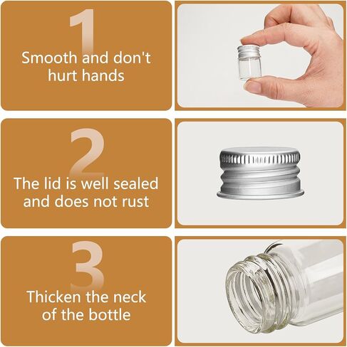 6Pcs 5ML 0.84"X1.23" Small Glass Mini Jars with Metal Lids Message Bottle Terrarium Jar Tiny Wishing Bottles miniature Sand Art Bottles Sample for DIY Crafts (6, 5ML) in Saudi Arabia