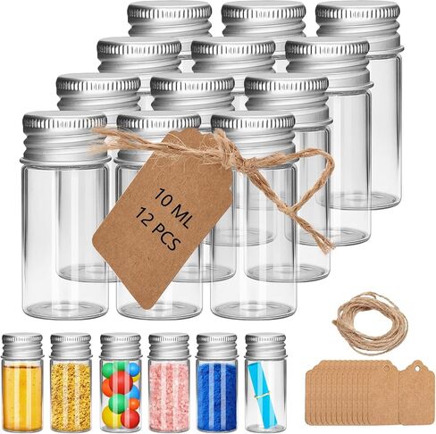 6Pcs 5ML 0.84"X1.23" Small Glass Mini Jars with Metal Lids Message Bottle Terrarium Jar Tiny Wishing Bottles miniature Sand Art Bottles Sample for DIY Crafts (6, 5ML) in Saudi Arabia
