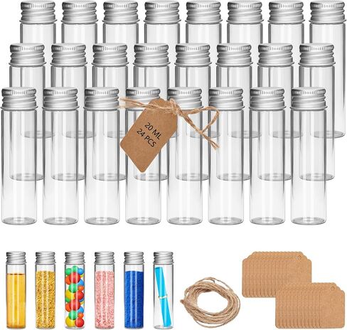 6Pcs 5ML 0.84"X1.23" Small Glass Mini Jars with Metal Lids Message Bottle Terrarium Jar Tiny Wishing Bottles miniature Sand Art Bottles Sample for DIY Crafts (6, 5ML) in Saudi Arabia