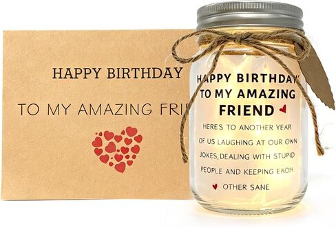 Birthday Gifts for Best Friend Women, Light Up Jar with Greeting Card, Friendship Birthday Gift for Her, LED Decorative Jar Night Light, Unique Birthday Present for Female Friend Bestie Coworker in Kuwait