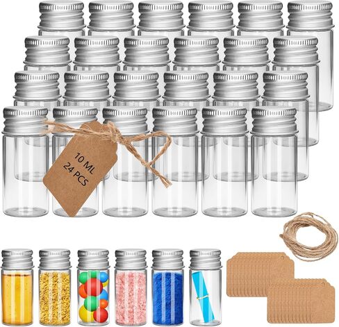 6Pcs 5ML 0.84"X1.23" Small Glass Mini Jars with Metal Lids Message Bottle Terrarium Jar Tiny Wishing Bottles miniature Sand Art Bottles Sample for DIY Crafts (6, 5ML) in Saudi Arabia