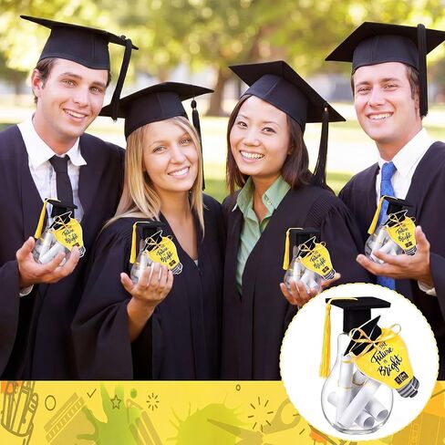 Rtteri 6 Pack Graduation Gifts 2026, 5.2 Inch Graduation Mason Jar, Large Light Bulb Money Box with Cap Kit and Card, Centerpieces Congrats Decorations Party Supplies for School College Graduate Gifts in Kuwait