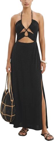 MAKABO Hollow Out Halter Maxi Dress for Women Beach Swimwear Backless Sexy Dresses Resort Casual Outfits in Saudi Arabia
