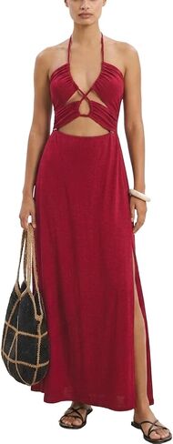 MAKABO Hollow Out Halter Maxi Dress for Women Beach Swimwear Backless Sexy Dresses Resort Casual Outfits in Saudi Arabia