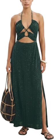 MAKABO Hollow Out Halter Maxi Dress for Women Beach Swimwear Backless Sexy Dresses Resort Casual Outfits in Saudi Arabia