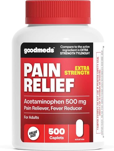 Compare to Extra Strength Tylenol | Acetaminophen 500mg Extra Strength Pain Reliever & Fever Reducer | Headache, Muscle Aches, Back Pain, Cold & Flu Relief, 500 Count in Saudi Arabia