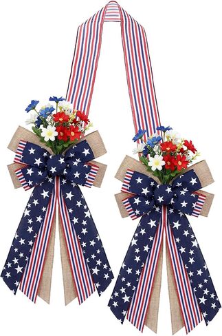 Riceshoot 63 Inch Double Sided Patriotic Door Wreath Bow 4th of July 250th Anniversary Decor Red White Blue Bow Wreath for Front Door Indoor Outdoor Independence Day Memorial Veterans Day in Kuwait