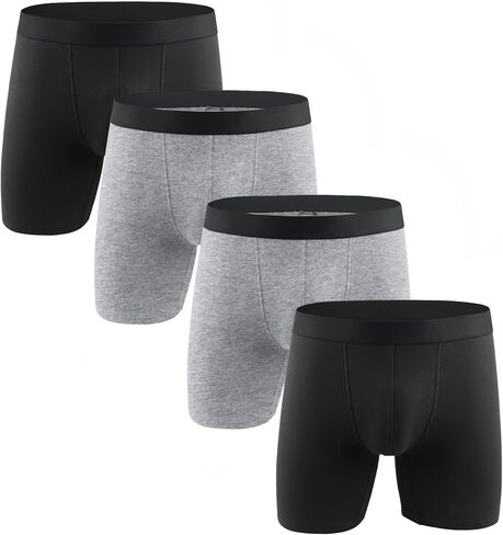 4 Pack Men's Trunks Underwear Cotton Boxer Briefs Stretch Breathable Comfort Underwear No Riding Up Moisture Wicking in Kuwait