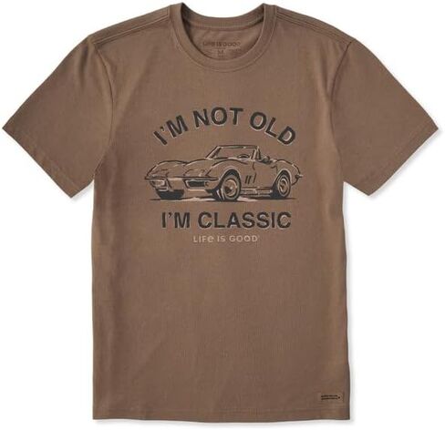 تي شيرت Life is Good للرجال I'm Classic Sports Car بأكمام قصيرة Crusher-LITE، بني الفطر in Kuwait
