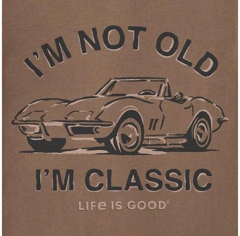تي شيرت Life is Good للرجال I'm Classic Sports Car بأكمام قصيرة Crusher-LITE، بني الفطر in Kuwait