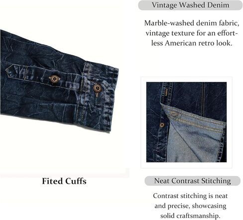 Men's Denim Jacket, Men's Denim Shirt, Men's Casual Classic Denim Jacket, Mens Long Sleeve Shirts, Slim Fit Fashion Jean Coat in Kuwait