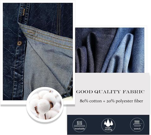 Men's Denim Jacket, Men's Denim Shirt, Men's Casual Classic Denim Jacket, Mens Long Sleeve Shirts, Slim Fit Fashion Jean Coat in Kuwait