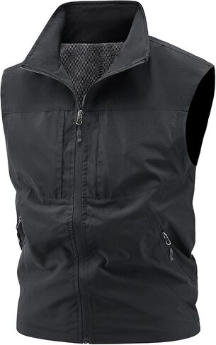 Golf Vests for Men Lightweight Softshell Sleeveless Jacket Outwear with Zipper Pockets for Travel Hiking Fishing Safari in Kuwait