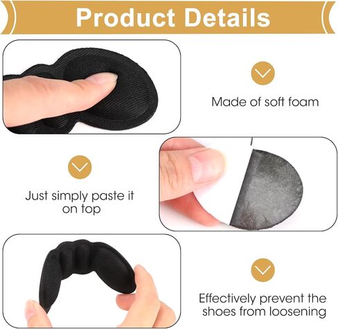 4 Pairs Heel Pads for Shoes - Shoe Inserts for Women & Men, Heel Cushion Inserts to Prevent Slipping, Loose Shoe Fillers for High Heels, Flats, Boots & Sneakers (Black & Beige) in Saudi Arabia
