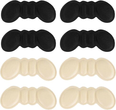 4 Pairs Heel Pads for Shoes - Shoe Inserts for Women & Men, Heel Cushion Inserts to Prevent Slipping, Loose Shoe Fillers for High Heels, Flats, Boots & Sneakers (Black & Beige) in Saudi Arabia