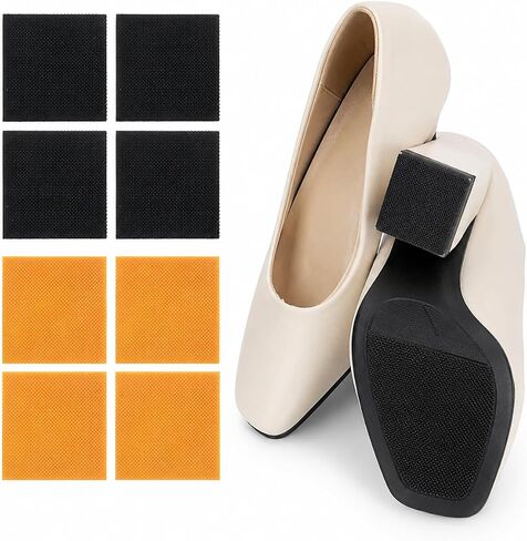 8 Pcs High Heel Repair Patches, Non-Slip Shoe Heel Pads for Quiet Walking, Self-Adhesive Square Heel Bottom Replacement for Women’s Shoes, 4 Black and 4 Apricot Pieces in Kuwait
