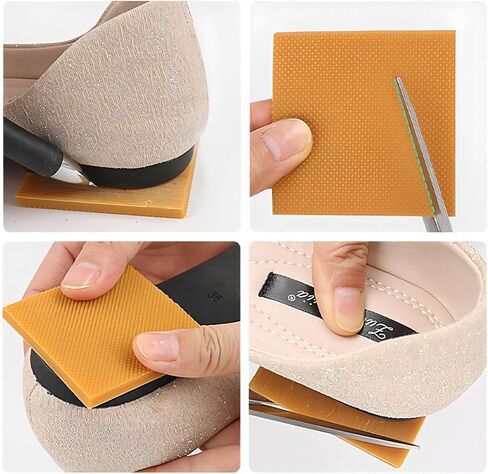 8 Pcs High Heel Repair Patches, Non-Slip Shoe Heel Pads for Quiet Walking, Self-Adhesive Square Heel Bottom Replacement for Women’s Shoes, 4 Black and 4 Apricot Pieces in Kuwait