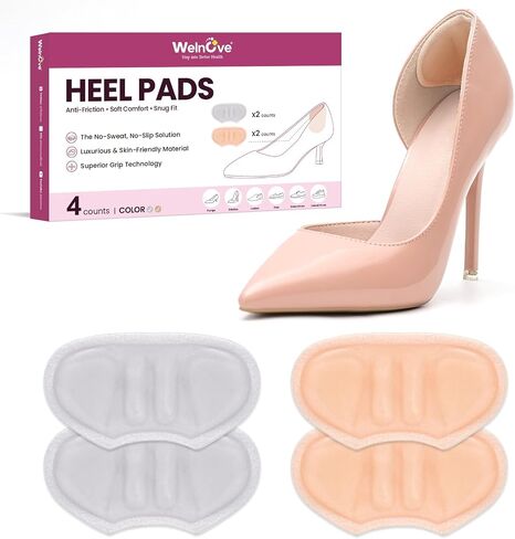 Welnove Heel Pads Grips for Shoes - 3D 170°Blister Prevention - Invisible Cushion Inserts Prevent Rubbing, Improve Too Big Heels, Pumps, Dress Shoe Fit for Men Women, Fills Up to 1/2" Gap, 2 Pairs in Kuwait