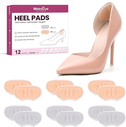 Welnove Heel Pads Grips for Shoes - 3D 170°Blister Prevention - Invisible Cushion Inserts Prevent Rubbing, Improve Too Big Heels, Pumps, Dress Shoe Fit for Men Women, Fills Up to 1/2" Gap, 2 Pairs in Kuwait