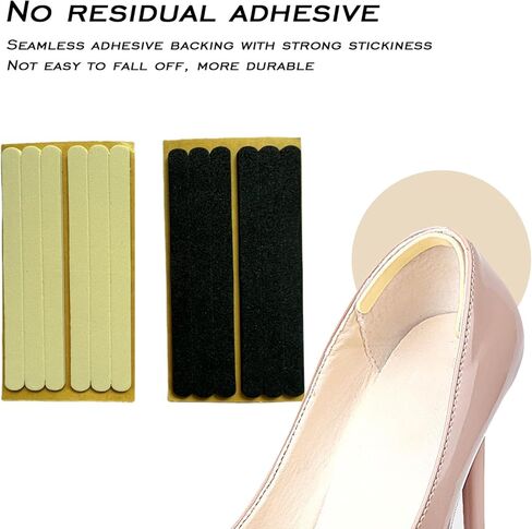 12Pcs Women Foam Heel Strap Cushion Insert Self-Adhesive Thin Heel Straps Non-Slip Shoe Back Liners Grips Pads Tapes for Loose Shoes Sandals (Black+Beige) in Kuwait