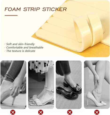 12Pcs Women Foam Heel Strap Cushion Insert Self-Adhesive Thin Heel Straps Non-Slip Shoe Back Liners Grips Pads Tapes for Loose Shoes Sandals (Black+Beige) in Kuwait