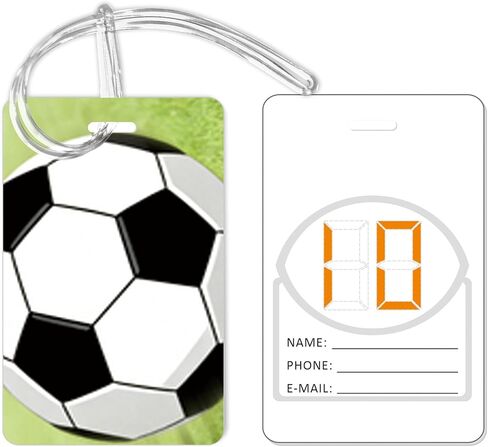 Soccer Bag Tags for Luggage, Double-Sided Name Tags with Blank Sticker Labels, Team Sports Gear Identifiers, Includes 12pcs 7.8 inch Clear PVC Lanyards for Team Gifts, Travel in Saudi Arabia