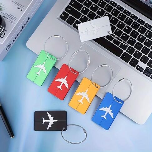 Luggage Tags 5-Pack - Aluminum Airplane Design Baggage Tags for Suitcases, Durable TSA-Friendly Travel ID Tags for Checked Bags & Carry-Ons in Kuwait