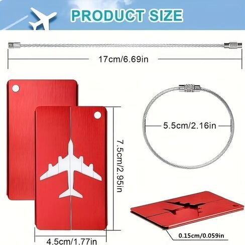Luggage Tags 5-Pack - Aluminum Airplane Design Baggage Tags for Suitcases, Durable TSA-Friendly Travel ID Tags for Checked Bags & Carry-Ons in Kuwait