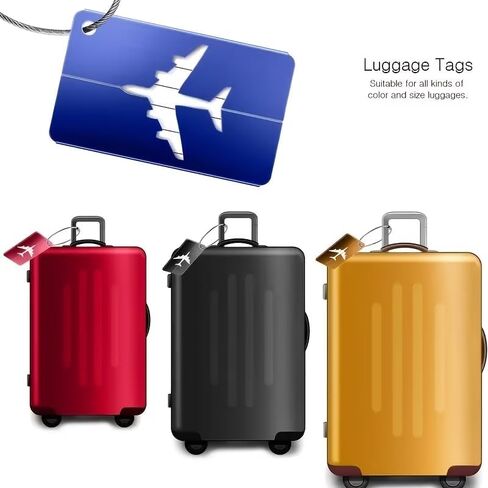 Luggage Tags 5-Pack - Aluminum Airplane Design Baggage Tags for Suitcases, Durable TSA-Friendly Travel ID Tags for Checked Bags & Carry-Ons in Kuwait