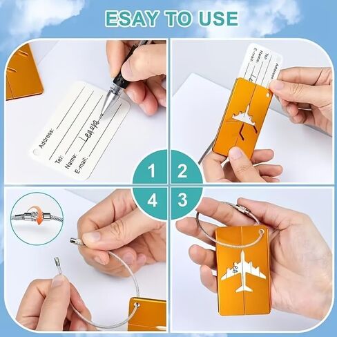 Luggage Tags 5-Pack - Aluminum Airplane Design Baggage Tags for Suitcases, Durable TSA-Friendly Travel ID Tags for Checked Bags & Carry-Ons in Kuwait