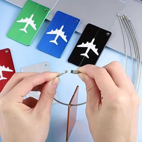 Luggage Tags 5-Pack - Aluminum Airplane Design Baggage Tags for Suitcases, Durable TSA-Friendly Travel ID Tags for Checked Bags & Carry-Ons in Kuwait