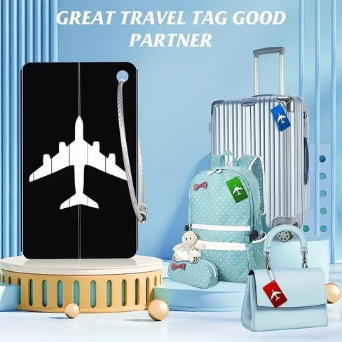Luggage Tags 5-Pack - Aluminum Airplane Design Baggage Tags for Suitcases, Durable TSA-Friendly Travel ID Tags for Checked Bags & Carry-Ons in Kuwait