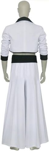 White Anime Warrior Cosplay Costume for Men Women Japanese Animation Villain Uniform Set with Hakama Pants and Black belt in Kuwait