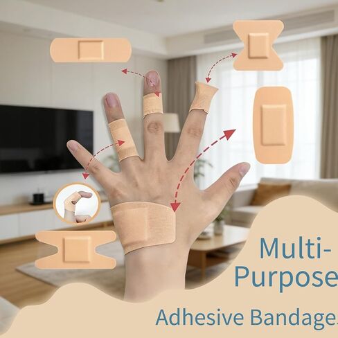 120Pcs Waterproof Bandages Bulk Pack, Assorted Shapes for Fingertip Knuckle Heel, Flexible Adhesive for Cuts Scrapes, Multi-Size First Aid Refill for Home Outdoor Use in Kuwait