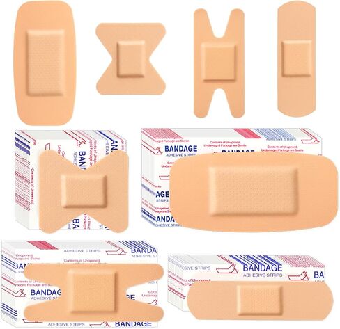120Pcs Waterproof Bandages Bulk Pack, Assorted Shapes for Fingertip Knuckle Heel, Flexible Adhesive for Cuts Scrapes, Multi-Size First Aid Refill for Home Outdoor Use in Saudi Arabia
