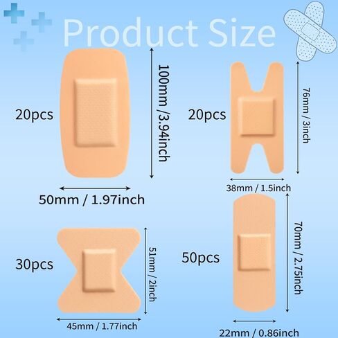 120Pcs Waterproof Bandages Bulk Pack, Assorted Shapes for Fingertip Knuckle Heel, Flexible Adhesive for Cuts Scrapes, Multi-Size First Aid Refill for Home Outdoor Use in Saudi Arabia