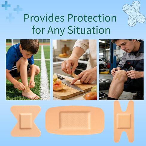 120Pcs Waterproof Bandages Bulk Pack, Assorted Shapes for Fingertip Knuckle Heel, Flexible Adhesive for Cuts Scrapes, Multi-Size First Aid Refill for Home Outdoor Use in Saudi Arabia