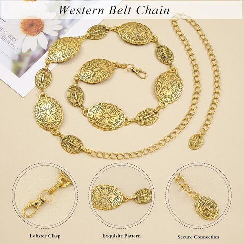 Gold Waist Belts Chain Western Cowgirl Boho Belly Belt for Women Adjustable Metal Body Chain Waist Jewelry for Dress in Saudi Arabia