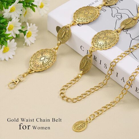 Gold Waist Belts Chain Western Cowgirl Boho Belly Belt for Women Adjustable Metal Body Chain Waist Jewelry for Dress in Saudi Arabia