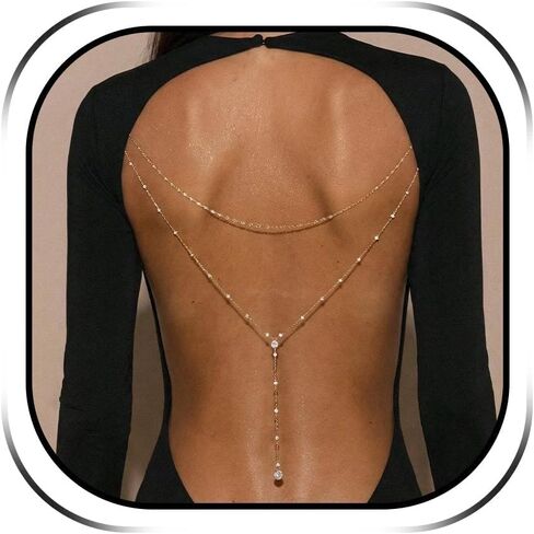 Back Chain Body Chain Jewelry for Summer Outfits Rhinestone Pendant Back Necklace for Backless Dresses in Saudi Arabia
