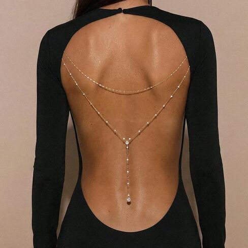 Back Chain Body Chain Jewelry for Summer Outfits Rhinestone Pendant Back Necklace for Backless Dresses in Saudi Arabia
