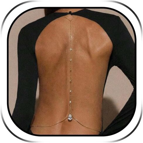 Back Chain Body Chain Jewelry for Summer Outfits Rhinestone Pendant Back Necklace for Backless Dresses in Saudi Arabia