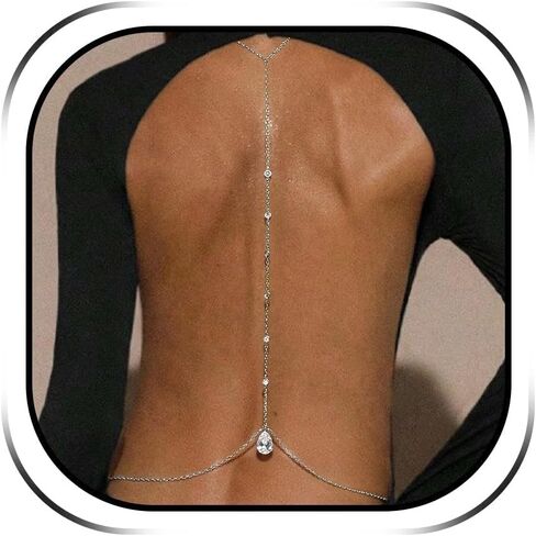 Back Chain Body Chain Jewelry for Summer Outfits Rhinestone Pendant Back Necklace for Backless Dresses in Saudi Arabia