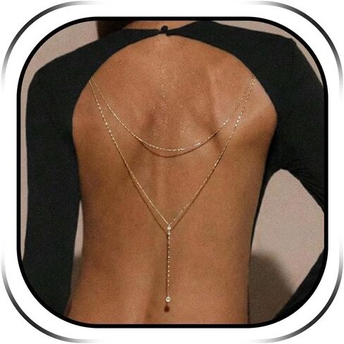 Back Chain Body Chain Jewelry for Summer Outfits Rhinestone Pendant Back Necklace for Backless Dresses in Saudi Arabia