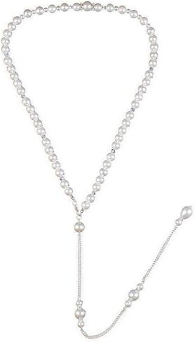 White Elegant Boho Pearl Back Chain Necklace Vintage Pearl Backdrop Long Sexy Tassel Pendant Body Chain Backless Dress Accessories for Women Wedding Brides and Prom Off-shoulder Dressing in Saudi Arabia