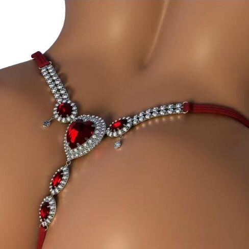 Silver Rhinestone Heart Drop Thong Panty Jewelry Crystal Chain Thong Summer Bikini Festival Rave Panties Chains Body Accessories Jewelry for Women in Kuwait